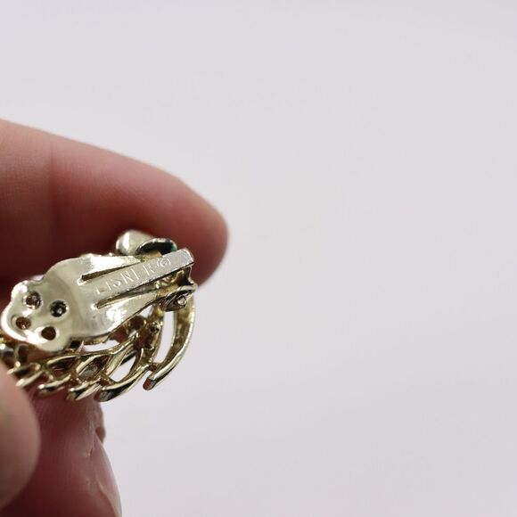 Lisner Vintage Pearl Rhinestone Clip-On Earrings 1" - Iridescent Costume - Picture 4 of 10